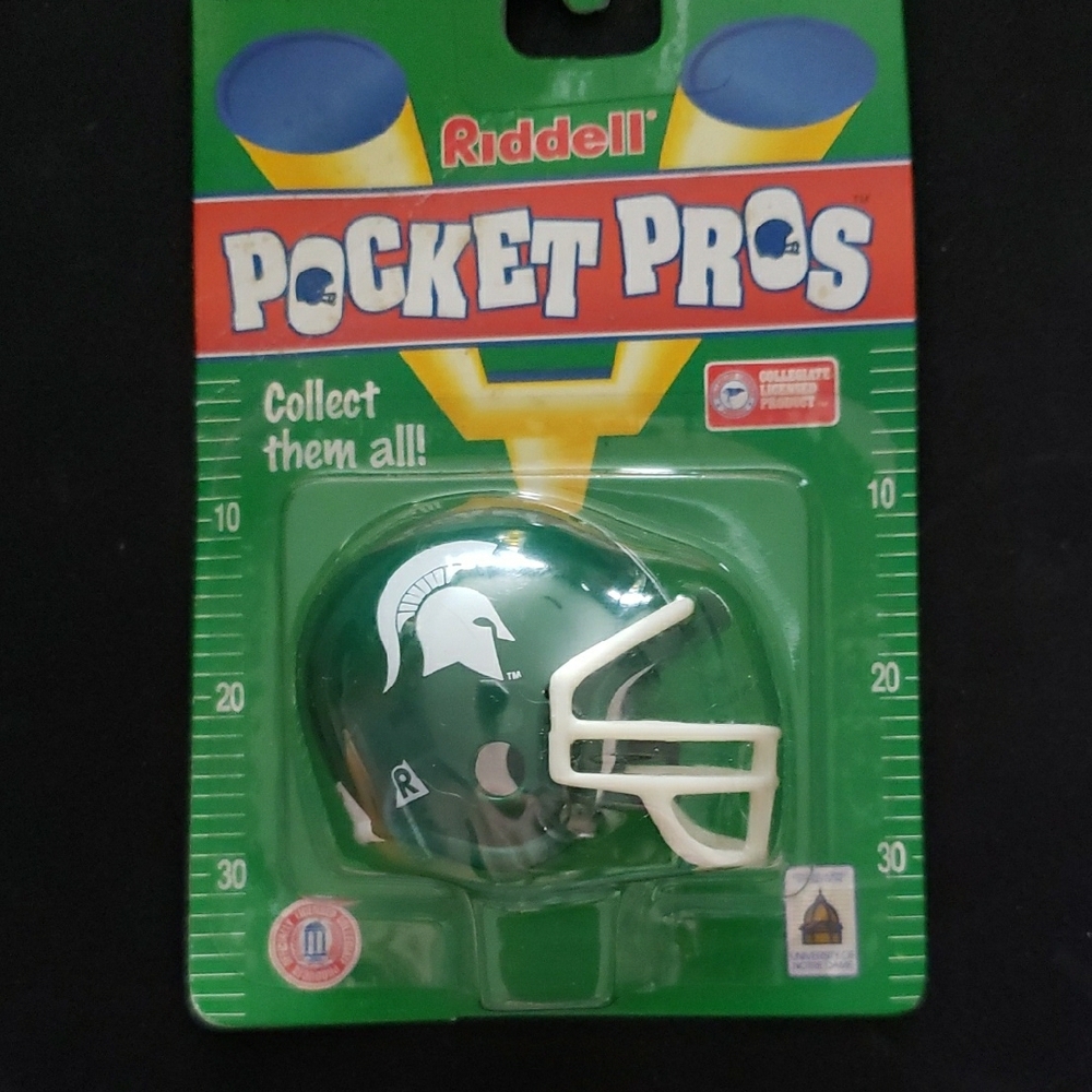 Green and White Miniature Helmet with Spartan Logo